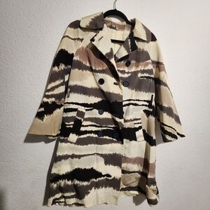 Vintage Women's Double-Breasted Coat Animal Print